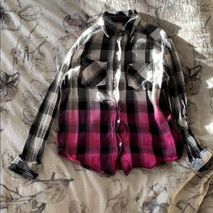 COPY - Mudd girls ombré black to pink plaid butto…